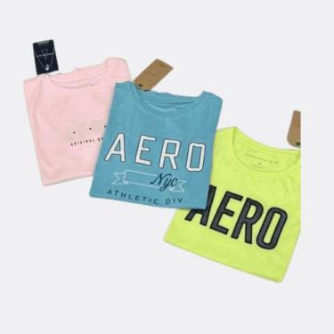 Imagem de Kit 3 Camisetas Feminina Estampa Manga Curta Aeropostale - 457 - Aérop