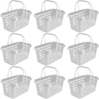 Imagem de Kit 9 Cesta Cestinha Plástica Supermercado Compras 3L c/ Alça Resisten
