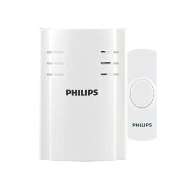Imagem de Kit de campainha sem fio Philips, receptor de plug-in, 1 botão de pressão, 2 melodias, 4 níveis de volume, alcance de 4,5 m, branco, DES2120W/27