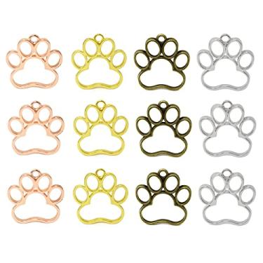 Imagem de Honbay 16 peças de molduras abertas para resina pata de cachorro pingentes moldura oca pegada com pingentes de argola para brincos de resina, pulseira, chaveiro, fabricação de joias (4 cores), Resina