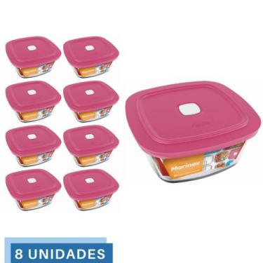 Imagem de 8 Potes Vidro Facilita Quadrado Marmita 500Ml Marinex - NADIR FIGUEREI