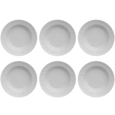 Imagem de Jogo 6 Pratos Fundos Redondos 23,5cm em Porcelana com Relevo Tassel Ge