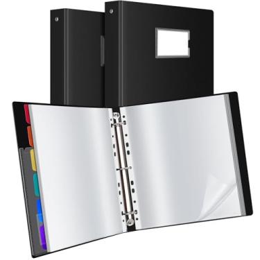 Imagem de Uquelic Fichário de 80 bolsos com mangas de plástico, organizador de documentos de alta capacidade e livro de apresentação para obras de arte, protetores de folhas transparentes, exibição de 160