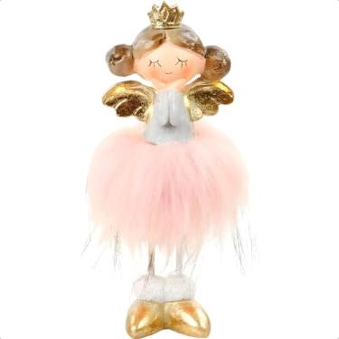 Imagem de Decoração pra Quarto de Menina Anjinho da Guarda Com Saia de Bailarina Coroa e Asa Dourada com Led Enfeite Luxo (Mãos)