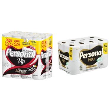 Imagem de Kit Personal VIP Papel Higiênico Folha Dupla 24 unidades + Folha Tripla 16 Rolos 20m