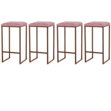 Imagem de Kit 4 Banqueta Donna Bronze Sued Rose - Straso Móveis - Metal Móveis