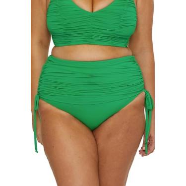 Imagem de BECCA ETC. Saia feminina franzida plus size com código de cores, ajustável, saída de praia para mulheres, Esmeralda, 1X