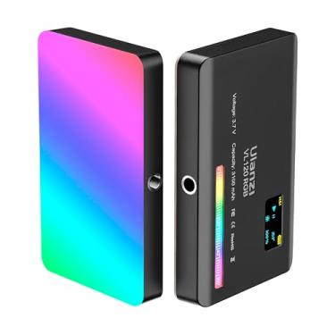 Imagem de HollyWave Luz de Vídeo LED VL120 RGB Preto, Temperatura Ajustável 2500K-9000K, 20 Modos de Iluminação, Bateria Recarregável, USB-C, Montagem com Sapata Fria para Foto e Vídeo