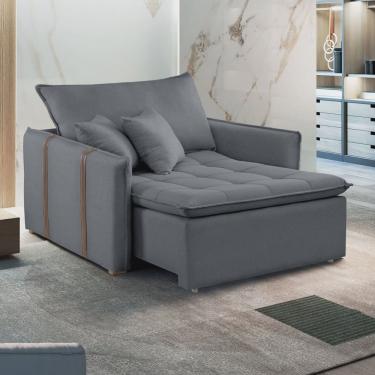 Imagem de Poltrona Cama em Madeira Eucalipto 110 cm Detroid Yescasa Veludo