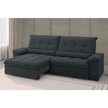 Imagem de Sofá Alion Retrátil/Reclinável 4 Lugares Suede Cinza 2,15m - XFlex Sofás