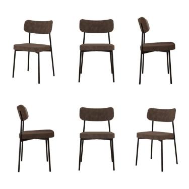 Imagem de Kit com 6 Cadeiras para Sala de Jantar Mona Yescasa Marrom Castor