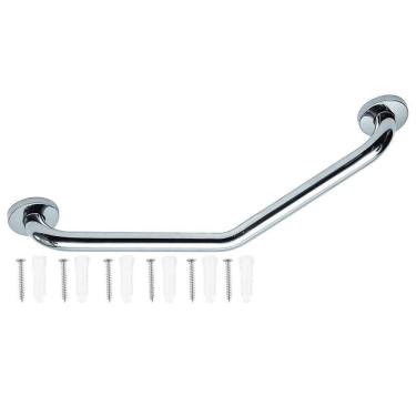 Imagem de Barra Alça Apoio Angular 25x25c Inox Acessibilidade Banheiro Corrimao Segurança Evita Acidentes Queda Pcd
