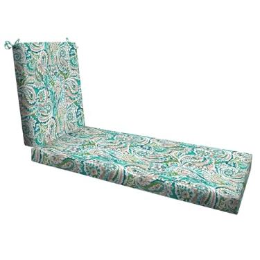 Imagem de Honeycomb Essentials Almofada de espreguiçadeira para ambientes externos, 53,3 x 177,8 cm, Genebra Paisley Turquesa Almofada para cadeira de pátio