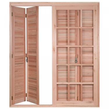 Imagem de Porta Janela Pantográfica e Caixilhos Para Vidros Quadriculados De Correr Natural