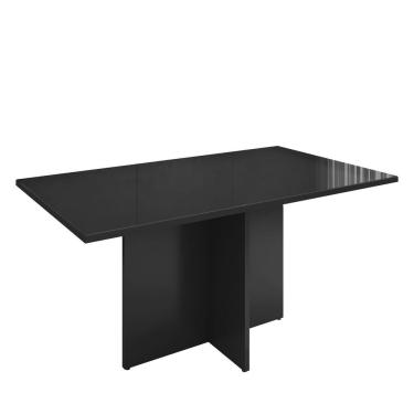 Imagem de Mesa Para Sala De Jantar 6 Lugares 160Cm Tampo Em Vidro Paris Casa D Preto