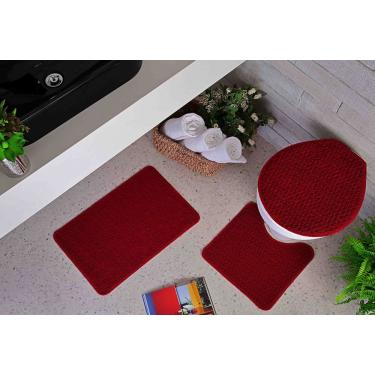 Imagem de Kit Tapete 3 Peças Vermelho Relevo