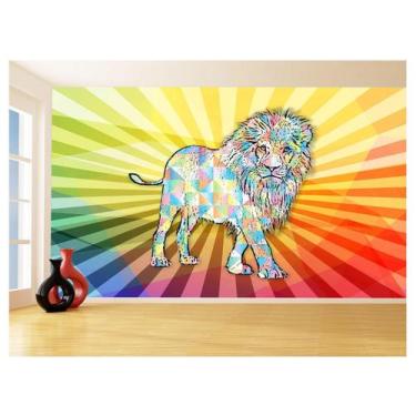 Imagem de Papel De Parede Animais Pop Art Leão Rei Selva 3,5M Pxa36 - Você Decor
