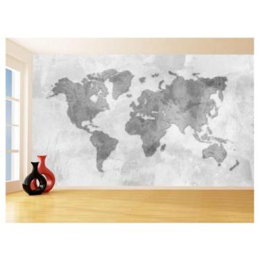 Imagem de Papel De Parede 3D Mapa Mundi Cimento Concreto 3,5M Nmu37 - Você Decor