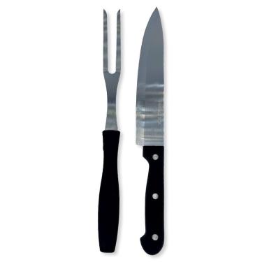 Imagem de WE DROP - Kit Churrasco 2 Peças, Faca e Garfo em Aço Inox, 31 cm, Cabo Preto (4)