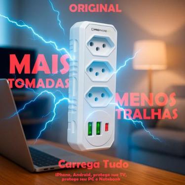 Imagem de Benjamin Adaptador Usb Tipo C Filtro Linha Profissional T Tomada Régua
