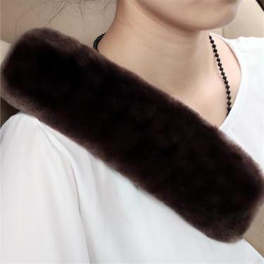 Imagem de AKEIE 2 peças almofadas de cinto de segurança de carro de lã de carneiro macio para automóvel, alças de ombro macias, protetor de almofada de pescoço, lã merino natural genuína para carro, caminhão