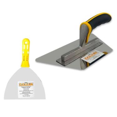 Imagem de Desempenadeira Trapézio Flexível de Aço Inox 23,5x13cm e Espátula Flex