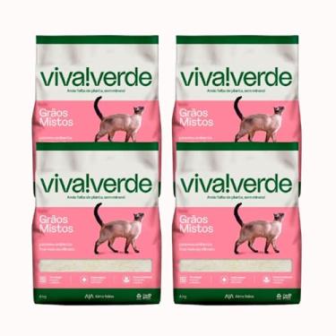 Imagem de Kit 4 Areia Biodegradável Viva Verde 16kg Salmão Gatos