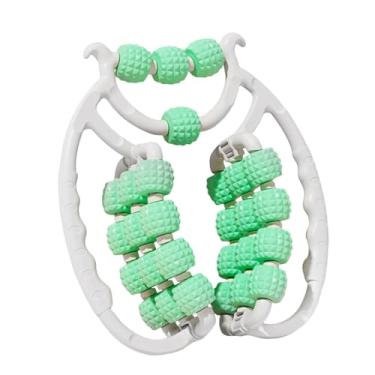 Imagem de Ysyqkn Rolo de massagem para pernas, braçadeira circular para pernas, rolo ergonômico portátil compacto para coxas com 28 rodas para exercícios de ioga na, Verde