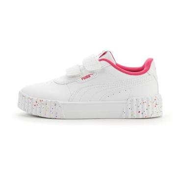 Imagem de PUMA Tênis infantil unissex Carina Hook and Loop, Branco-rosa Ah25, 12.5 Little Kid