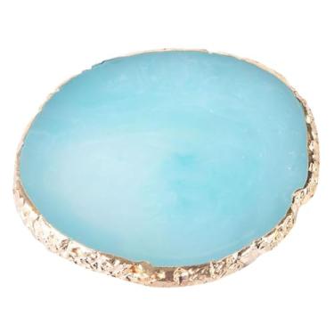 Imagem de Paleta de Arte para Unhas de Resina Com Borda Dourada - Placa de Mistura Multifuncional para Maquiagem de Cores de Gel de Unhas, Material Durável para Uso Duradouro (Azul)