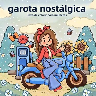 Imagem de Livro De Colorir Adulto NOSTÁLGICO MENINA Atividades Diárias Fofas E A
