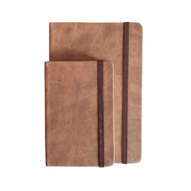Imagem de Caderneta Pequena Tipo Moleskine COM PAUTA, Caderno de Anotações Pequeno 15x10 Capa Dura com Elástico (Marrom Escuro)