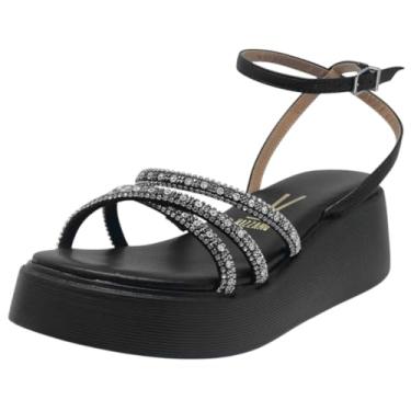 Imagem de Sandalia Feminina Conforto Anabela Media Brilho Vizzano