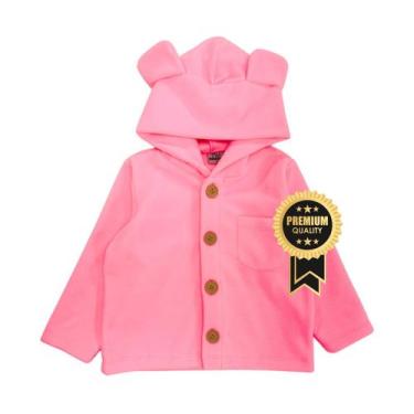 Imagem de Casaco Jaqueta Infantil Peluciado Liso Inverno - Fofotinhos, Rosa neon