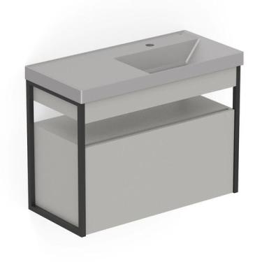 Imagem de Gabinete com Lavatório 80cm X 60cm de 2 Gavetas Flow - Celite