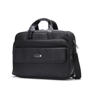 Imagem de Pasta Executiva de Couro PU para Notebook até 14 com Alça Reforçada Preta