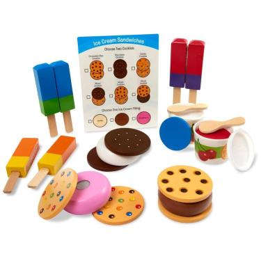 Imagem de Kit de Sorvete Infantil de Madeira com 24 Peças para Crianças Acima de 3 Anos, Melissa...