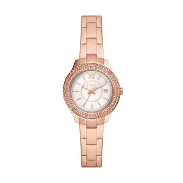 Imagem de Fossil Relógio feminino Stella de quartzo de aço inoxidável multifuncional, Mini ouro rosa, Mini, Stella