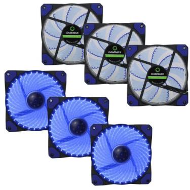 Imagem de Kit 3 Coolers para Gabinete 120mm 32 LED Azul Gamemax GMXGF12B