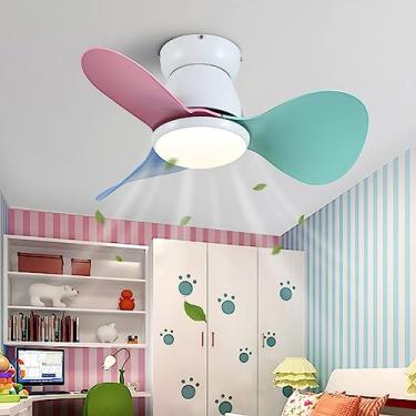 Imagem de Ventiladores de teto pequenos infantis com lâmpadas Silencioso motor DC reversível de 6 velocidades Ventiladores de teto modernos com luzes e controle remoto Função inverno/verão Mini vent