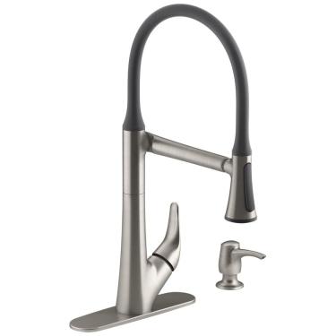 Imagem de Torneira Cozinha com Pulverizador Pull Down Sprai, Dispensador de Sabão e Braço Articulado, KOHLER R77764-SD-VS Arise, Inoxidável Vibrante