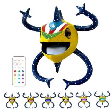 Imagem de UKENEM Lembranças de Porto Rico, Máscara Vejigante Decoração de Parede de Porto Rico com Lâmpada LED Coqui, Máscara Vejigante Sapo Coqui, Decoração de Arte Porto Rico, Ideia de Presentes para Boricua