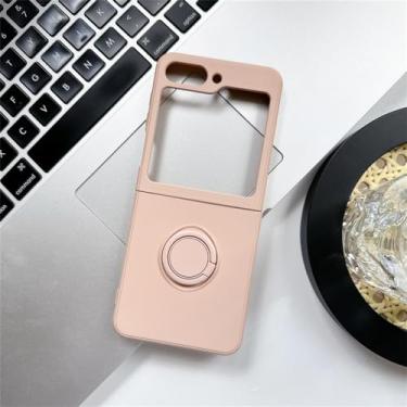 Imagem de Anel de dedo titular caso para samsung z flip 5 4 3 silicone líquido suporte capa para samsung galaxy z flip 3 4 5, rosa, para samsung z flip 4