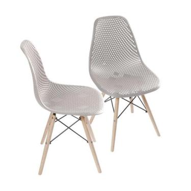 Imagem de Kit 2 Cadeiras Boxbit Colmeia Base Em Madeira Fendi