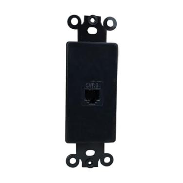 Imagem de BOPLAT Placa de parede com inserção RJ11/CAT3 de 1 porta - inserção decorativa para tomada de telefone - preta