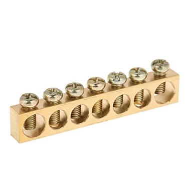 Imagem de Hyuduo Barra de Aterramento Barra de Aterramento Barra de Aterramento de Brass de 10pcs, Terminal Elétrico de 7 Buracos Com Alta Resistência e Resistência à Corrosão para o Gabinete