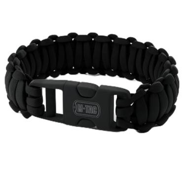 Imagem de M-Tac Pulseira tática Fastex Paracord – corda de sobrevivência com fecho seguro para caminhadas, acampamento ao ar livre (G, preto)