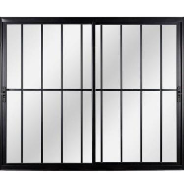 Imagem de Janela Correr 2 Folhas Móveis com Grade Vidro Liso 100x100cm Ecosul Es
