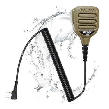 Imagem de PZYPYM Microfone de alto-falante resistente à polícia, microfone mãos livres, rádio portátil, lapela e microfone de ombro, compatível com baofeng Retevis Kenwood rt21 uv-5r ar152 Walkie Talkie (IP65 à