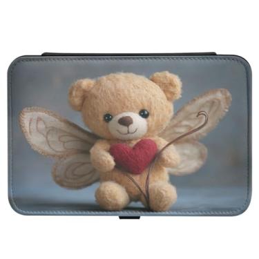 Imagem de Burbuja Caixa de joias de viagem com urso dos namorados, cupido, presente para mulheres e meninas, estojo de joias portátil de couro PU organizador para brincos, anéis, colares e pulseiras